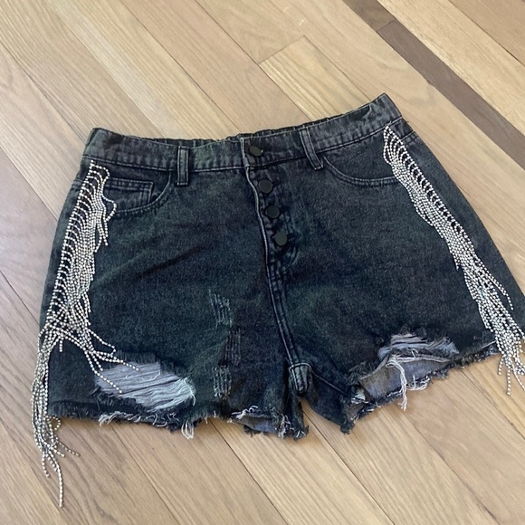 Savanna Jane Fringe Denim Shorts - Picture 3 of 9